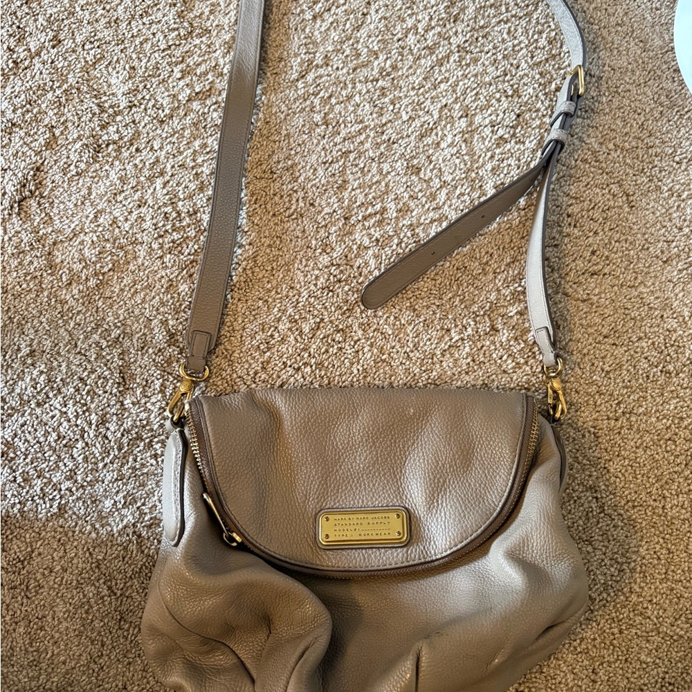 Marc Jacobs Taupe Leather Crossbody Bag